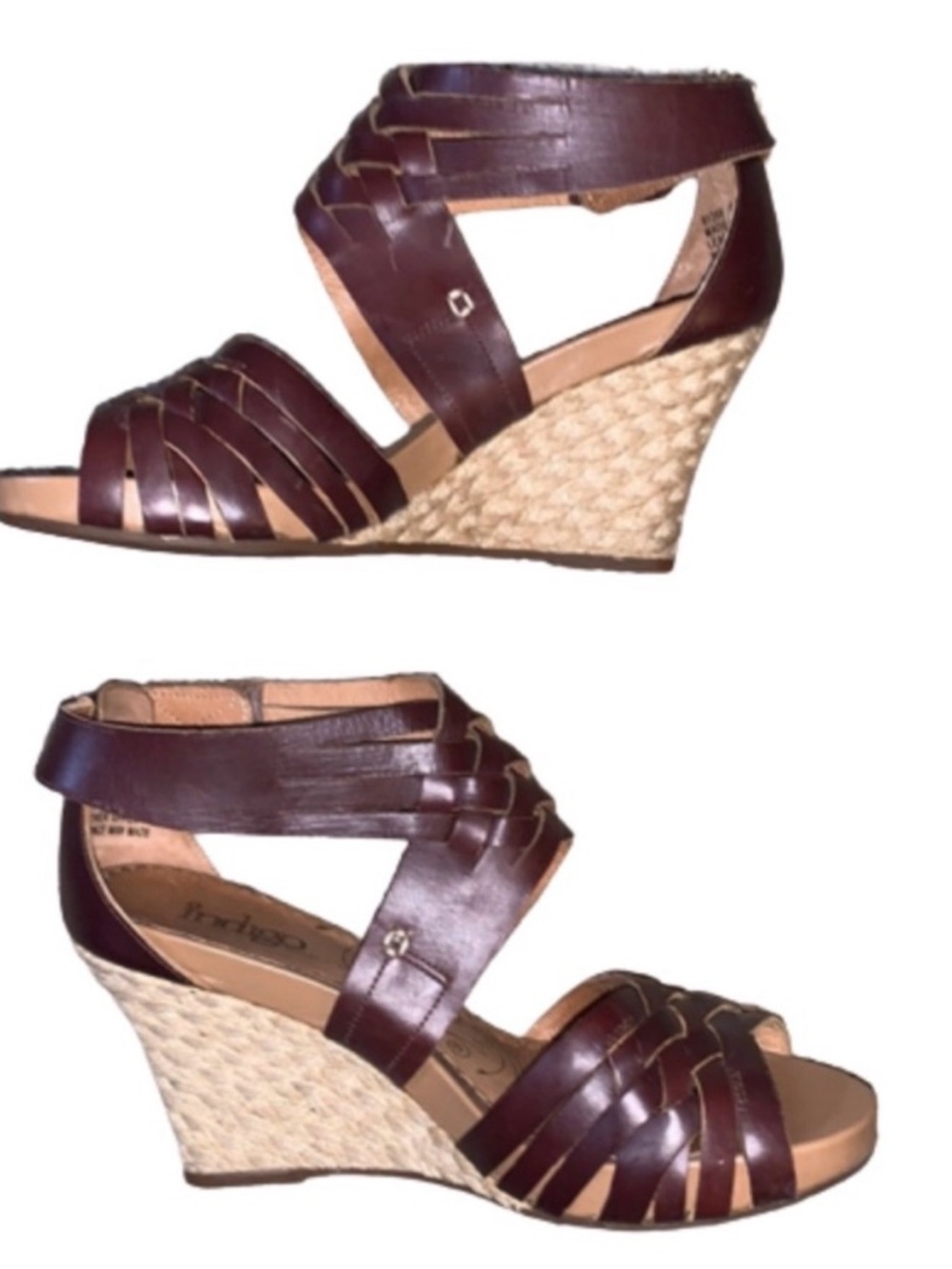 Brown Leather Wedge Sandals